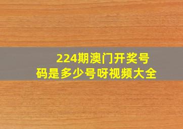 224期澳门开奖号码是多少号呀视频大全