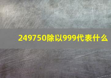 249750除以999代表什么