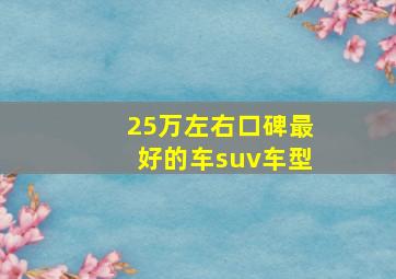 25万左右口碑最好的车suv车型