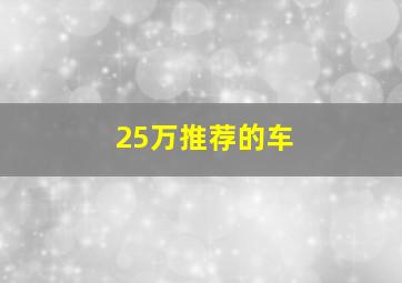 25万推荐的车