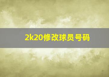 2k20修改球员号码