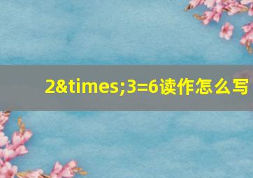 2×3=6读作怎么写