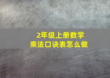 2年级上册数学乘法口诀表怎么做