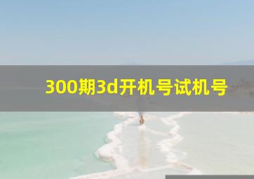 300期3d开机号试机号