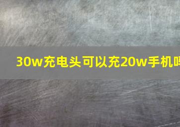 30w充电头可以充20w手机吗