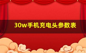 30w手机充电头参数表