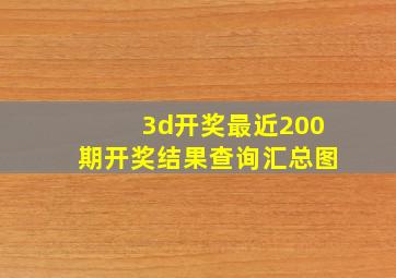 3d开奖最近200期开奖结果查询汇总图