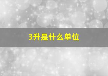 3升是什么单位