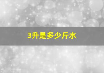 3升是多少斤水