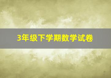 3年级下学期数学试卷