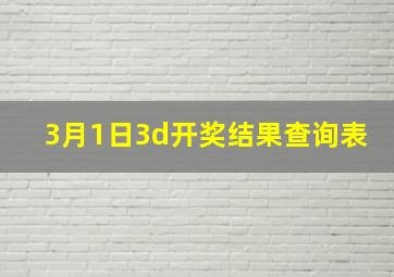 3月1日3d开奖结果查询表