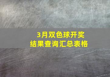 3月双色球开奖结果查询汇总表格