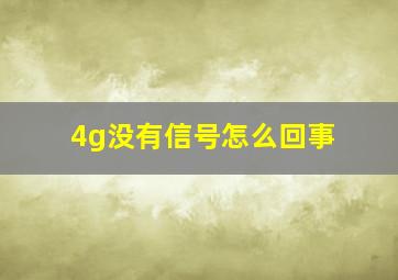 4g没有信号怎么回事