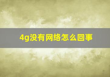 4g没有网络怎么回事