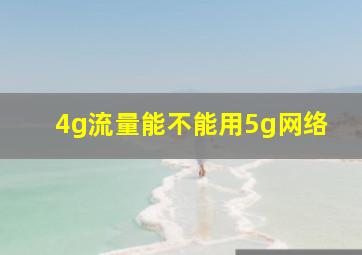 4g流量能不能用5g网络