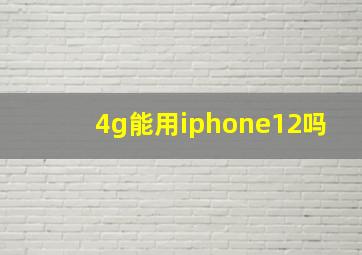 4g能用iphone12吗