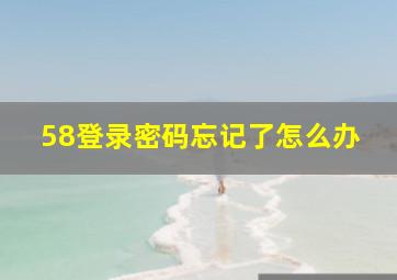 58登录密码忘记了怎么办