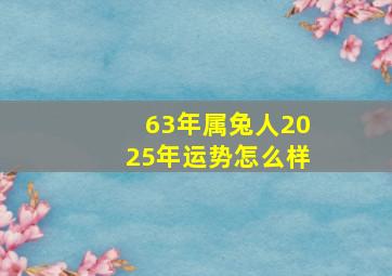 63年属兔人2025年运势怎么样