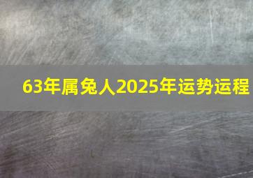 63年属兔人2025年运势运程