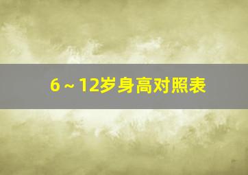 6～12岁身高对照表