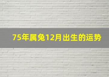 75年属兔12月出生的运势