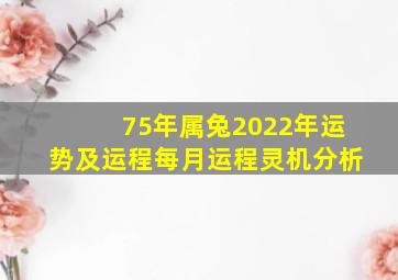 75年属兔2022年运势及运程每月运程灵机分析