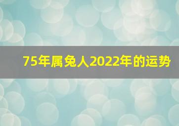 75年属兔人2022年的运势