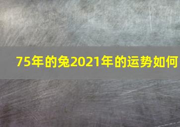 75年的兔2021年的运势如何