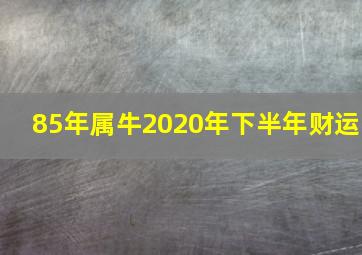 85年属牛2020年下半年财运