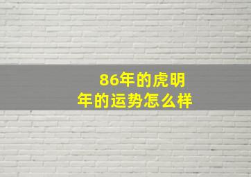 86年的虎明年的运势怎么样