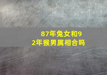 87年兔女和92年猴男属相合吗