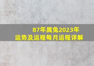 87年属兔2023年运势及运程每月运程详解