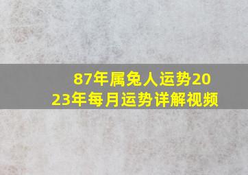 87年属兔人运势2023年每月运势详解视频