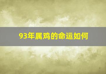 93年属鸡的命运如何