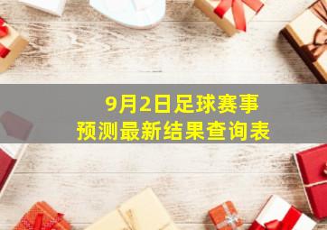 9月2日足球赛事预测最新结果查询表