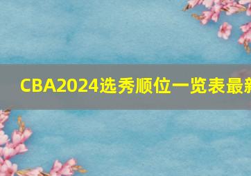 CBA2024选秀顺位一览表最新