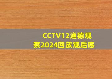 CCTV12道德观察2024回放观后感