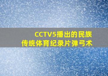 CCTV5播出的民族传统体育纪录片弹弓术