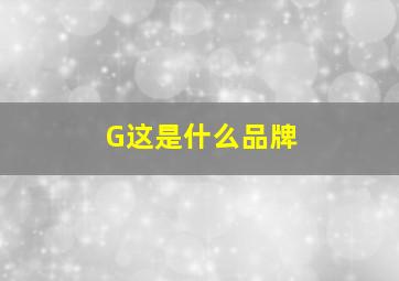 G这是什么品牌