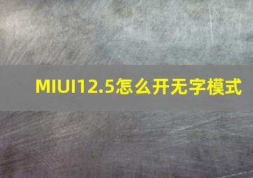 MIUI12.5怎么开无字模式