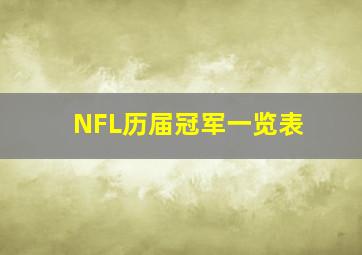 NFL历届冠军一览表