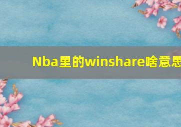 Nba里的winshare啥意思