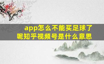 app怎么不能买足球了呢知乎视频号是什么意思