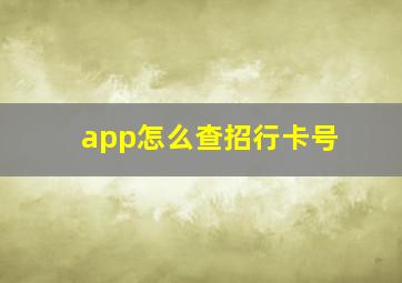 app怎么查招行卡号