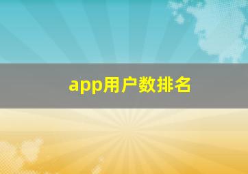 app用户数排名