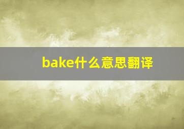 bake什么意思翻译