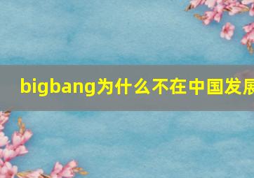 bigbang为什么不在中国发展