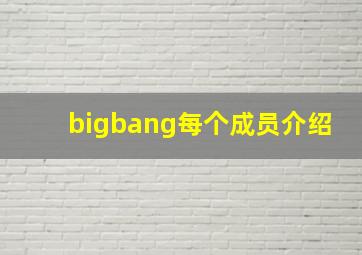 bigbang每个成员介绍