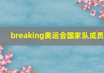 breaking奥运会国家队成员