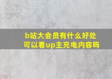 b站大会员有什么好处可以看up主充电内容吗